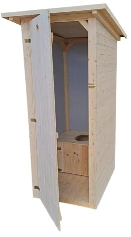 Cabine toilettes sèches extérieur en bois - WC style rustique fabrication artisanale sans accessoires