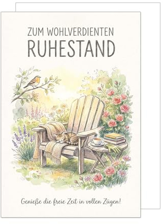 Edition Seidel Premium XXL Maxi Glückwunschkarte zum Ruhestand mit Umschlag Format DIN A4. Ruhestandskarte Karte Grußkarte Spruch Pension Rente Alles Gute Tschüss Kollegen Mann Frau Garten (A4-R1009)