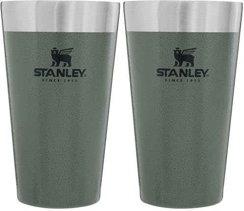 STANLEY Adventure Stacking Beer Pint 0.47L - Termo Mantiene Fría 4 Horas - Jarra Cerveza Acero Inoxidable - Aislamiento al Vacío de Doble Pared - Apta Para Lavavajillas - Hammertone Green