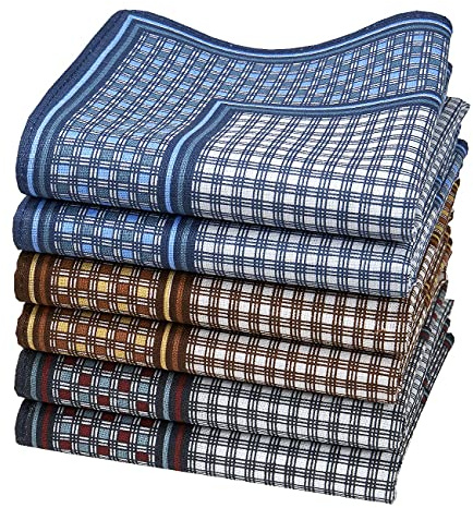 Merrysquare - Fazzoletti da Uomo in Tessuto Stampato - Taglia Grande 40cm x 40cm - 6 pezzi - 100% cotone (Yampara)