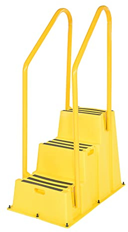 Vestil SPN-3-YL-HR-PO Polyethylene Nestable with Handrails Casters 3 Step 500 Lb. Capacity Yellow