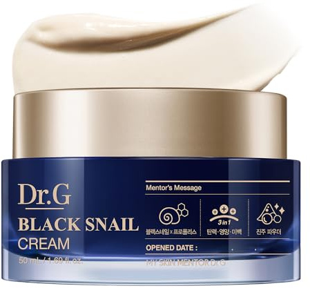 Dr. G Black Snail Cream - Korean Skincare with Snail Mucin - Anti-Aging Face Cream for Fine Lines - Firming Lotion for Skin Elasticity - Moisturizer for Skin Dullness - Deep Nourishment - 1.69 fl oz