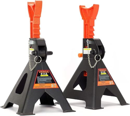 Verda 2X Unterstellböcke Abstellböcke Stützböcke 3T, 295-425 mm mit Sicherheitsbolzen Wagenheber Wagenbock Werkstattstände Profi Reifenwechsel Abstellbock Auto Heber SN2431