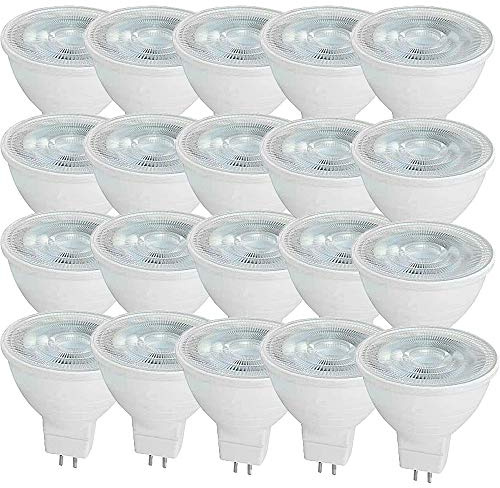 OUGEER 20 Stück MR16 LED-Leuchtmittel 6W AC 220-240V LED GU5.3, Entspricht 60W MR16 Halogenlampe Kaltweiß 6000K MR16 LED-Strahler GU5,3 600 Lumen Nicht Dimmbar