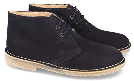 shoes&blues.es Botin Desert Boots Mujer y Caballero de Piel Serraje y Borreguillo, Suela de Crepe Antideslizante Confortables, con Cierre de Cordones.