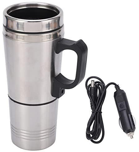 Auto Reise Elektrischer Wasserkocher, 350ml 150ml 12V Edelstahl Wasserkocher, 60-70°C Auto Heizbecher Thermoskanne Elektroheizkessel für Kaffee, Tee und Wasser