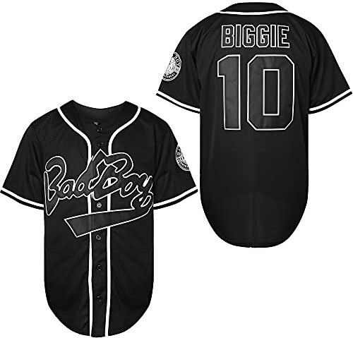 Biggie Smalls Jersey 10 Bad Boy Shirt 90s Hip Hop Clothing Stitched Movie Baseball Jersey