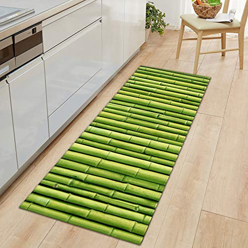 &ET Küchenläufer,Landhausstil Läufer Teppich Für Eingangsbereich Bambus Rechteckiger Rutschfester Bodenteppich Waschbarer Läufer Für Küche Schlafzimmer Zuhause Dekorativ,40X120Cm (16X47 Zoll)