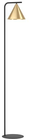 EGLO golvlampa Narices, golvbelysning med 1 låga, minimalistisk, belysning av metall i mässing borstad, guld, svart, vardagsrumslampa, lampa med stegbrytare, E27-uttag