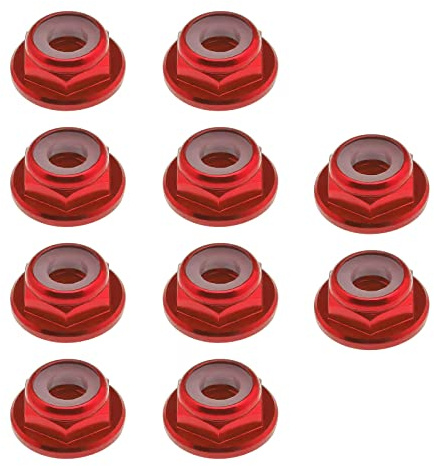 10PCS M4 Dadi Flangiati In Lega di Alluminio Nylon Inserto Auto-Lock Dadi esagonali per scala 1/10 RC Auto Truck Buggy Crawler Ruote Ricambi Rosso