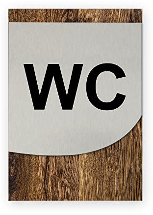 Business-Schild WC Toilette modernes Schild aus Holz und Alu für Innenräume UV Druck Holzoptik 14 x 20 cm groß rechteckig ideal für Büro Schule Universität Made in Germany (I Braun 1)