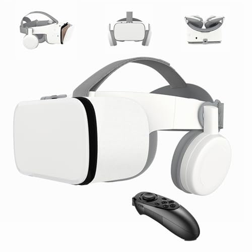 VR-Set Virtual Reality VR per Telefono Wireless Bluetooth VR Occhiali VR Occhiali, Supporta Telefono cellulare 4.7-6.2 Pollici Compatibile per Android iOS iPhone 13 12 11 Pro Mini X R S (Bianco)