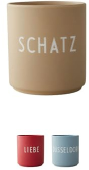 Design Letters Lieblingsbecher Beige SCHATZ Tasse | Personalisierte Geschenke für Freundin & Partner | Hochzeitsgeschenk, Valentinstag, Jahrestag | Kaffeebecher Porzellan | Tasse mit Spruch 250 Ml