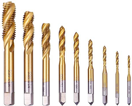 Treki Juego de Macho de Roscar Métrico HSS Tornillos Roscadores con Revestimiento de Titanio Tornillos de Taladro Manual Roscar Grifo para Taladro en Espiral M2 M3 M4 M5 M6 M8 M12