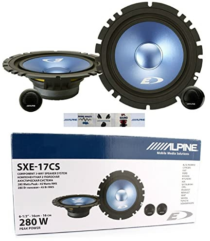 1 kit 2 Voies Compatible avec Alpine SXE-17CS 6.5 16.5 cm diamètre 165 mm 45 Watts rms 280 Watts Max 4 ohms Portes Voiture, par Paire + 5 Stickers Cadeau