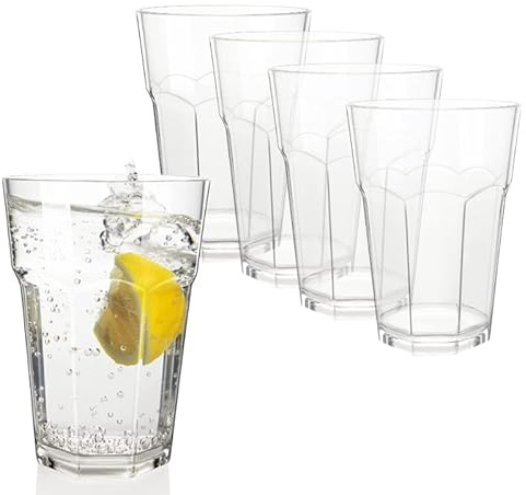 VIRSUS 10 Bicchieri Trasparenti 2763, capacità 400 cc, Tumblers Infrangibili e Riutilizzabili, impilabile, lavabili in lavastoviglie, Riciclabili, Unglassy, per cocktail (Bicchieri da Mojito)