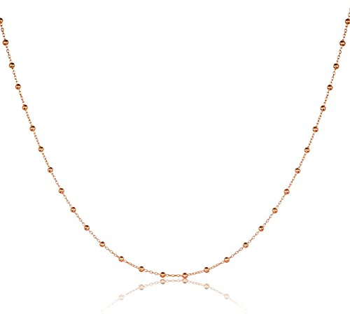namana 925 Sterling Silver Chain Necklace for Women, Silver, Gold, or Rose Gold, Beaded Chain Necklaces for Women and Teen Girls, Cute Ball Chain Necklaces with Small Silver Beads