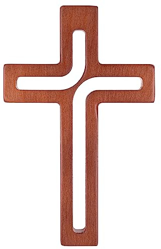 Drewniane Krzyże Hängendes Kreuz aus Buchenholz Modern Wandkreuz Kruzifix Glatte Oberfläche Hängend Holzkreuz (Braun, 18x12x1,5cm)