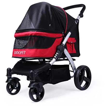 MR.BLACAT Hundewagen Katzenwagen mit Aufbewahrungskorb，4 Rädern, Faltbarer Hundebuggy,hundewagen für kleine hunde，katzen wagen，hundebuggy kleine hunde，kinderwagen für hunde bis 25 kg klappbar