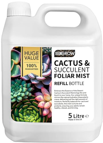 UK GROW Cactus & Succulent Mist - 5L - Ready-to-Use Foliar Spray for Plant Health, 5L Refill, Easy Decanting