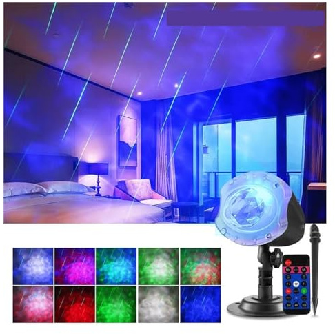 VCHICS Luces De Proyector De Navidad PortáTiles, Proyector de luz navideña con Control Remoto, Luces de Paisaje Exterior for, Fiesta, jardín, iluminación navideña Imagen HD Y FáCil Instalac