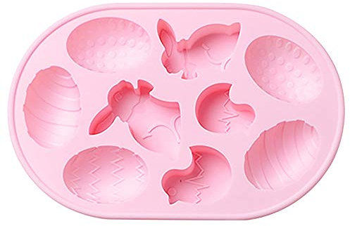 Ostern Silikonform Hase Silikonform Backform Ostereier Schokoladenform Silikon Pralinenform Kuchen Form Hasenform Backform 3D Silikon Osterei Backform Form für DIY Schokolade (Pink, One Size)
