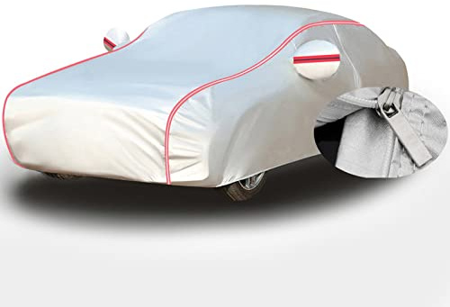 Silber Autoabdeckung für Opel Astra H TwinTop 2006-2010 Coupe-Cabriolet,Komplette Autoabdeckungen,Oxford Stoff Autoplane,ReißVerschlüSsen,Reflektierenden Streifen,Autoplanen & Garagen
