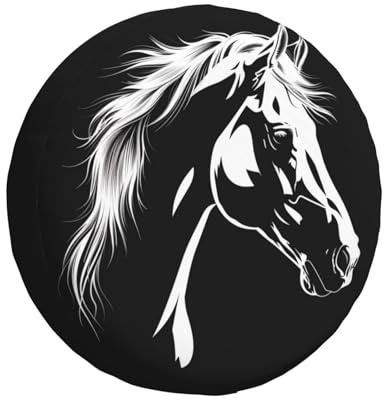 Housse de pneu de secours Cheval - Résistante aux intempéries - Protections de roue universelles pour camping-car, remorque, SUV, camion - 15 pouces (38,1 cm)