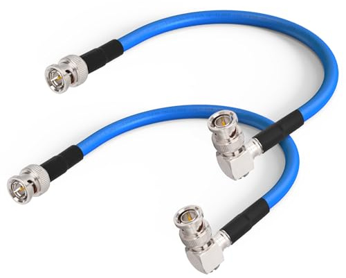 Superbat Cavo SDI 3G/6G/12G BNC 75 Ohm Maschio a Maschio Belden 1694A 30cm | Doppia Schermatura, BNC Angolato Placcato Oro, 18AWG, 4K UHD/8K, 2 Pezzi, per Blackmagic, Telecamere, Convertitori, Monitor