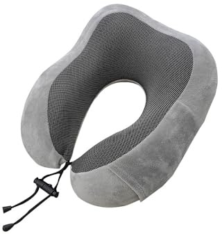 Kissen Bliss Ergonomisches Nackenkissen mit Memory Foam – Bequemes Reisekissen für Flugzeug und Auto (Grau,L（28 * 26 * 12cm）)