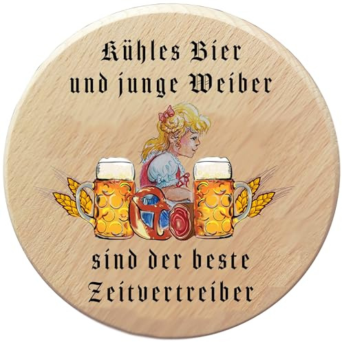 Kaltner Präsente Geschenkidee - Insektenschutz für Gläser und Getränke aus echtem Holz Bier Wein Bierdeckel Biergläser Weingläser Tassen Biergarten/kühles Bier
