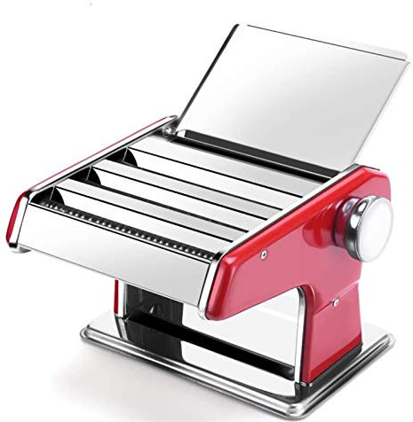 Pasta Maker, 3 in 1 Pasta Machine Stainless Steel, Pasta Roller with 3 Cut Press Blade Settings, Table Top Clamp and Pasta Measuring Tool for Homemade Spaghetti, Fettuccini