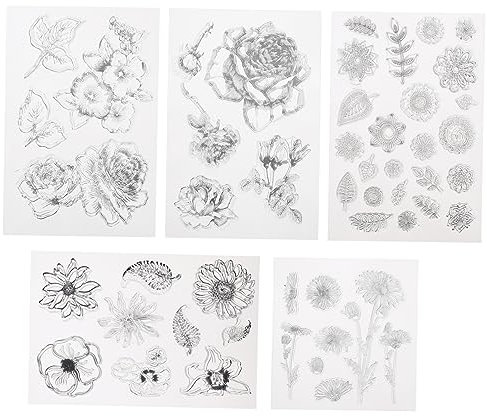 BEBEMOKO 5stücke Blumen Klarsiegel Blumen Klarstempel Blumenmuster Siegel Retro Blumenstempel Blumenstempel Für Scrapbook Umschläge Diy