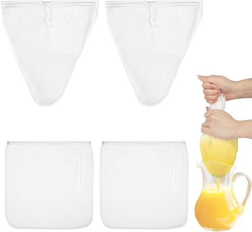 4 pièces sac a lait vegetal nylon,Sac a Lait Vegetal,Food filtre sac noix-baguettes Set & Vegetable lait filtre sac, lait Kéfir accessoires de cuisine essentiels, bonne qualité alimentaire grenat
