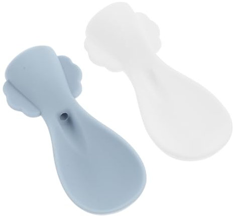 Mikinona 2stücke Silikon Babybrei Löffel Ergonomisch Geformt Wiederverwendbar Weicher Squeeze Spoon Für Junge Mädchen Übergang Von Flaschen Löffelfütterung Kindgerecht Farblich Sortiert Wei