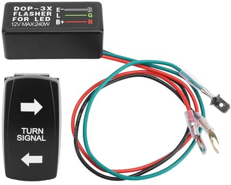 Interrupteur à Bascule de Clignotant DC12 24 V avec Clignotant LED Verte pour ATV UTV RV Véhicule Tout-terrain Pick-up Tracteur Bateau Moto