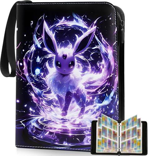 Grand album 900 cartes 50 pochettes amovibles, 9 poches Couverture fermeture éclair Matériau PU Portable étanche