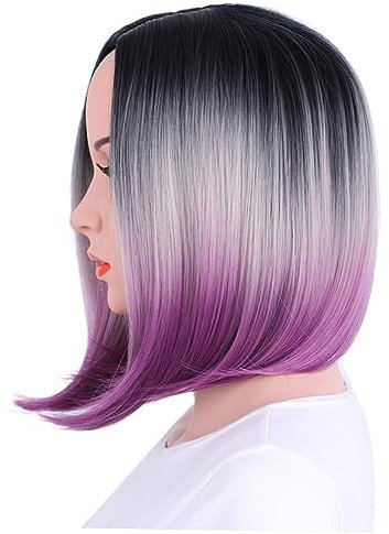BELLIFFY Farbverlaufsperücke Damen-bob-perücke Kurze Glatte Perücke Künstliche Haare Für Party Cosplay Alltag Hochtemperaturfest