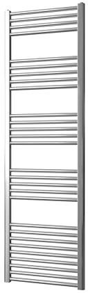 Greened House Chrome Heated Towel Rail 600mm W x 1400mm H | Flat, Central Heating, Towel Radiator, Straight, Bathroom