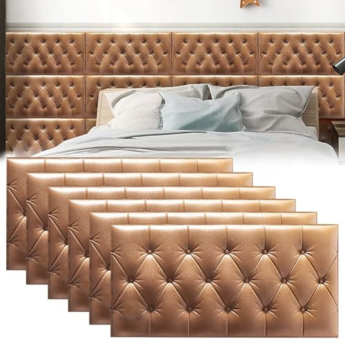 3D-Wandpolsterung, Anti-Kollisions-Kopfteilkissen, abziehen und aufkleben, gepolsterte selbstklebende Paneele für Schlafzimmer & Spielzimmer, dekorative Schutzplatte