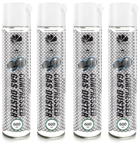 AABCOOLING Bürogerätereiniger 4x 600ml K2, Pressluft, Büro Reiniger, PC Duster, Luftspray, Büromaterial, Schreibtisch reinigen, Compressed Air