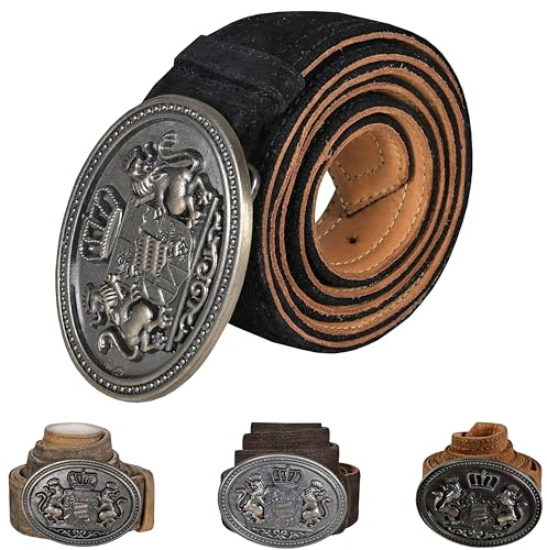 German Wear Herren Trachtengürtel aus Echtleder Trachten Lederhosen Gürtel mit Trachten Schnalle