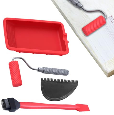 Lnhgh Kit D’Application De Colle À Bois | Rouleau À Colle Portable Avec Plateau,Avec Brosse Et Spatule, Outil Manuel Réutilisable, Kit De Collage Menuiserie Pour Projets Bois