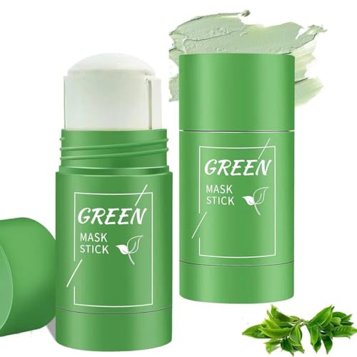 2 PCS Green Stick Mask,Green Tea Cleansing Mask, Eliminación de Puntos Negros y Limpieza Profunda Poros, Máscara de Té Verde,Mascarilla Limpiadora Facial, Regula Equilibrio Entre Agua y Aceite