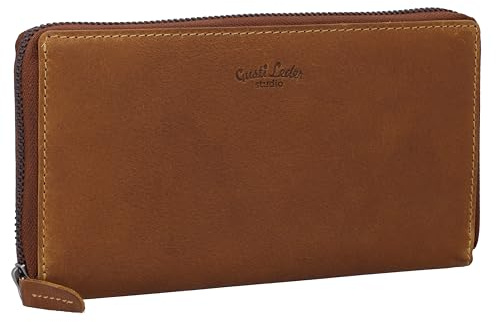 Gusti Geldbörse Leder - Cara Portemonnaie Geldbeutel Kartenetui Vintage Damen Braun Leder