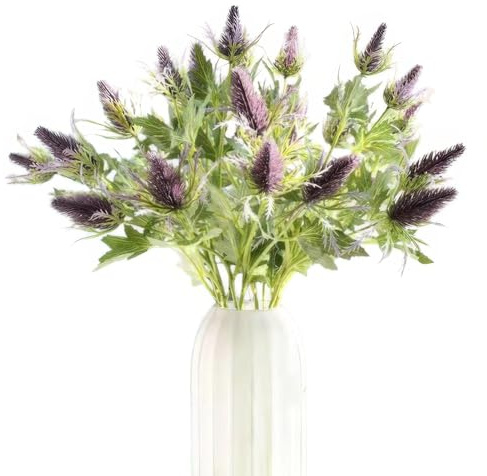 LGEGE Artificial Sea Holly 6 Pcs Set - Fake Eryngium Maritimum for Home Wedding Arrangement Decor(65cm)
