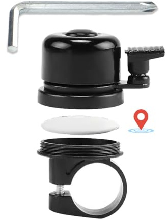 WOZNU Campanello per Bici Compatibile con AirTag, 110db Supporto per Localizzatore Bici Nascosto Antifurto GPS, Campanello per Bicicletta Adatto per Manubri da 22