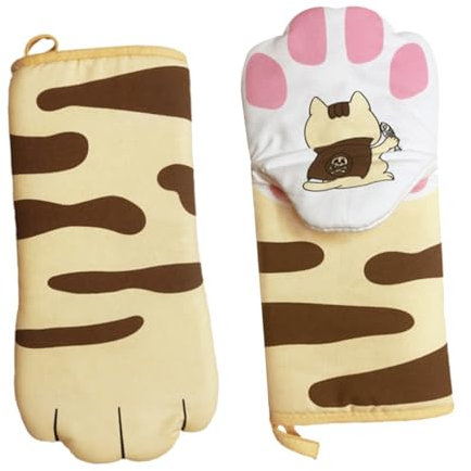VALICLUD 1 Paire de Cuisine Coton Résistants Chaleur Forme de Patte de Chat pour Four et Micro Ondes Outil Pratique pour Cuisine Boulangerie