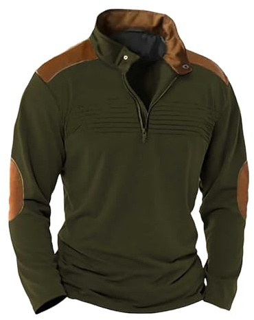 Generisch Sudadera de trabajo para hombre, con media cremallera, cuello alto, grueso, térmico, media cremallera, bloque de color, deporte, informal, manga larga