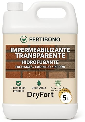 Impermeabilizante Transparente Líquido 5 L – Hidrofugante Invisible, Alto Rendimiento, Protección Fachadas, Hormigón,Terrazas, Tejados., Repelente al Agua, waterproof.